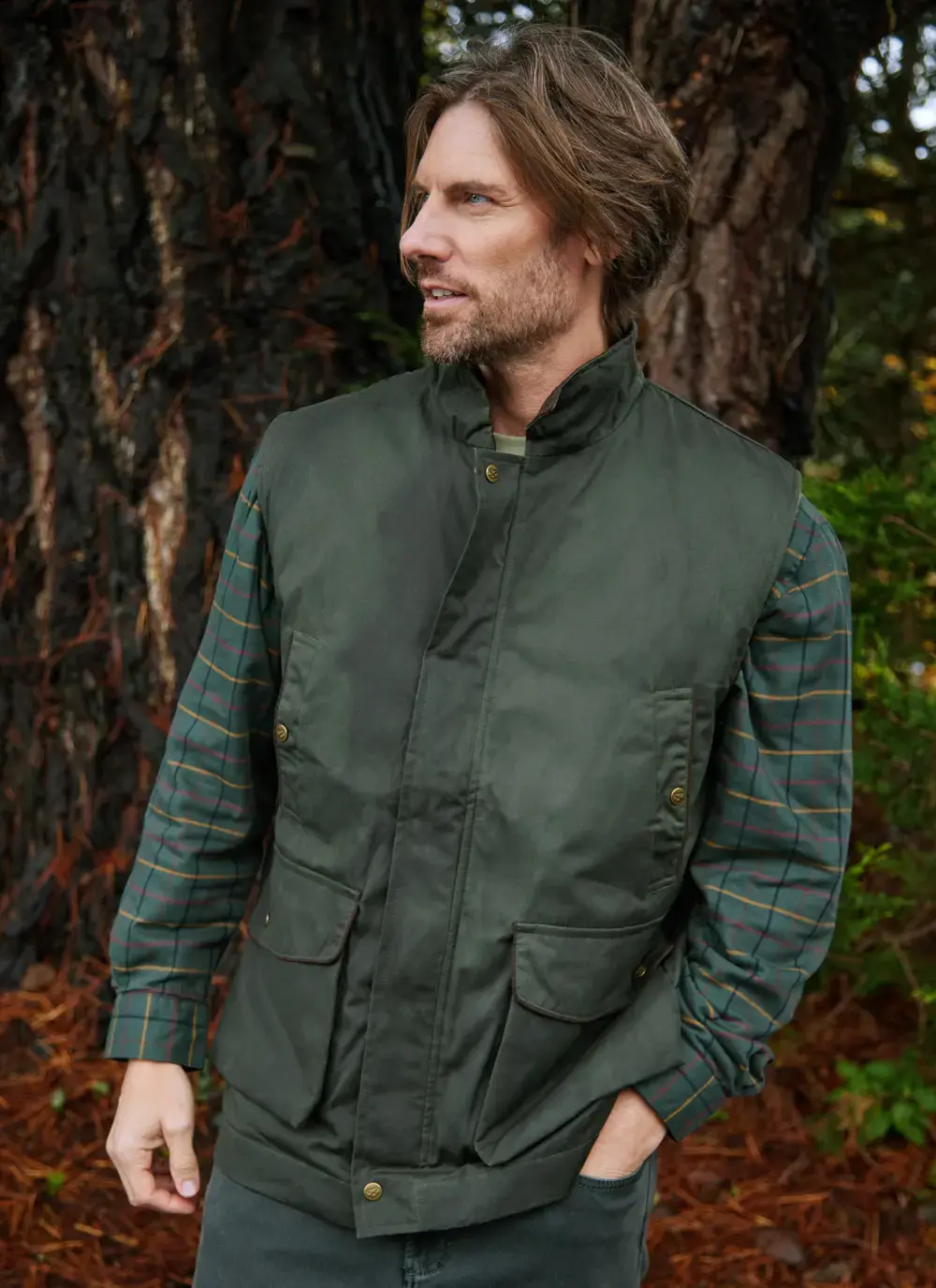 Maxton Wax Waistcoat in Olive